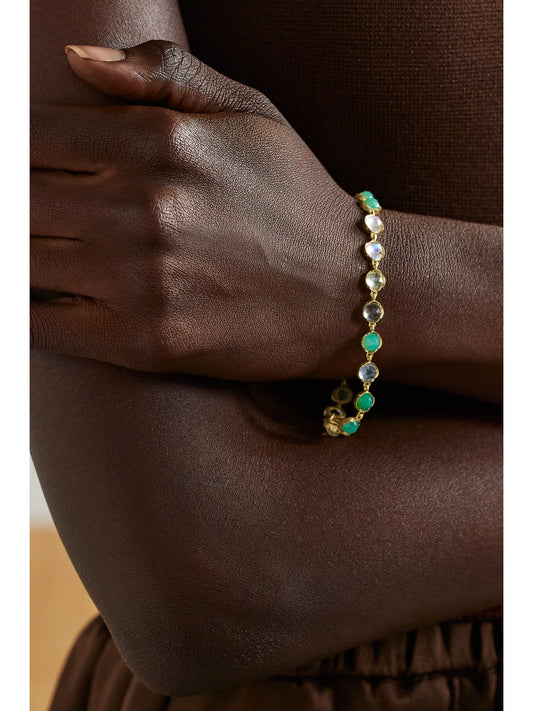Image of Bracelets. Product name - 18-karat Gold Multi-stone Bracelet in Green colour by brand - Irene Neuwirth