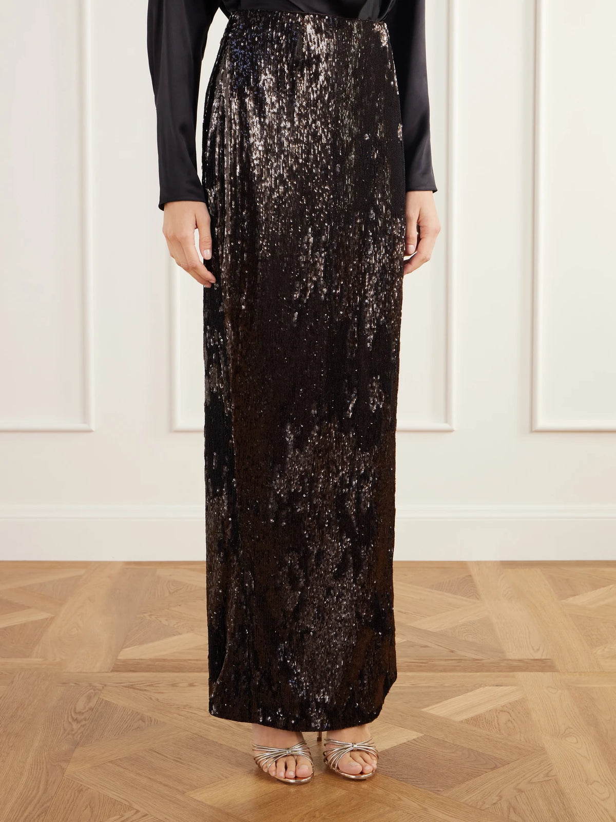 Balmain Sequined Crepe Maxi Skirt