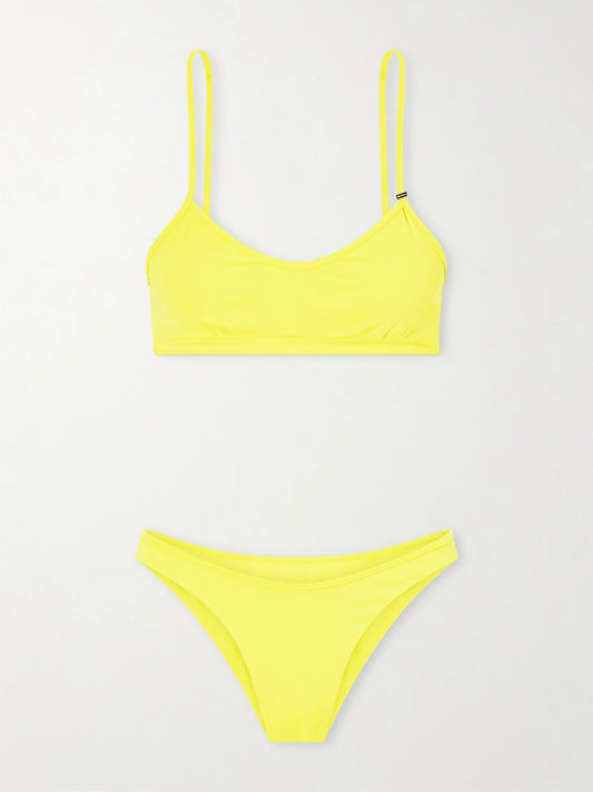 Image of Swimwear. Product name - Logo-embellished Triangle Bikini in Yellow colour by brand - The Attico