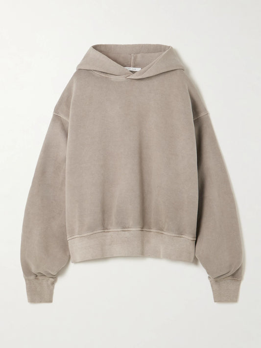 Image of Sleepwear & Loungewear. Product name - Cinch Cotton-jersey Hoodie in Brown colour by brand - SLVRLAKE
