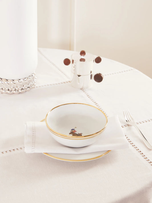 Image of Tableware. Product name - Lunar Set Of Four Gold-plated Porcelain Bowls And Dessert Plates in Multi colour by brand - Ralph Lauren Home