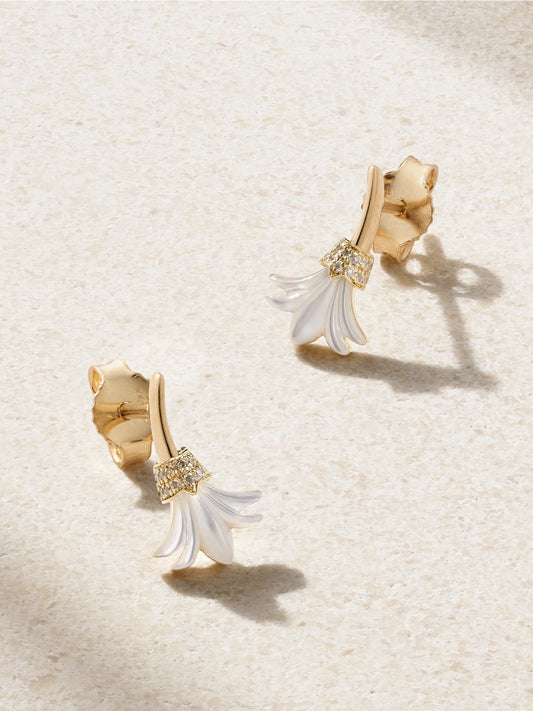 Psychedeliah 18-karat Gold, Mother-of-pearl And Diamond Earrings