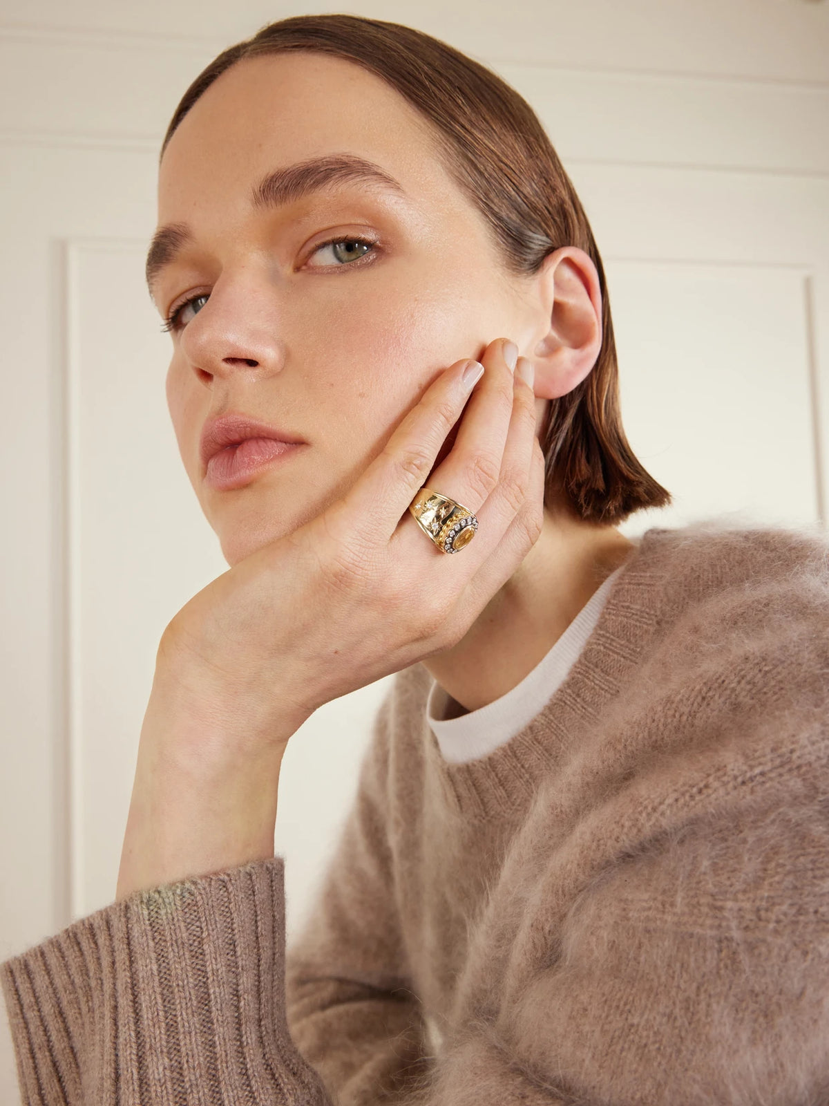 Image of Rings. Product name - Lexi Cigar Band 14-karat Gold, Citrine And Diamond Ring in Multi colour by brand - Marlo Laz