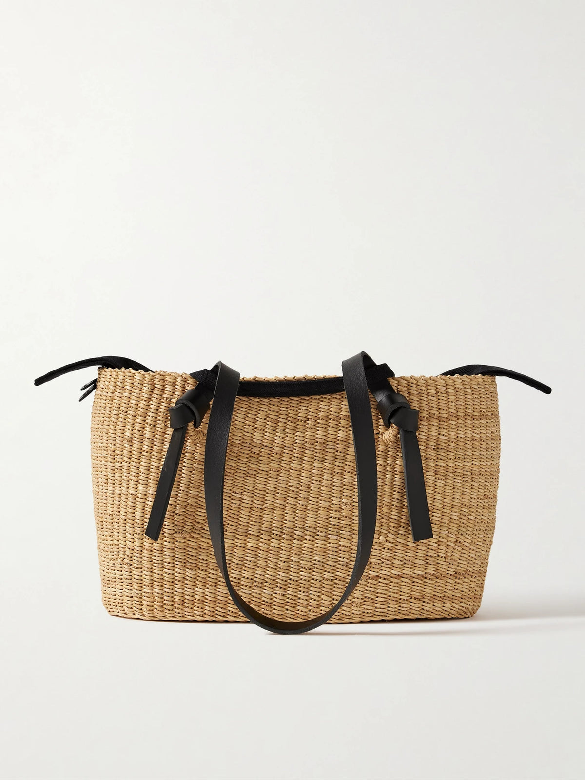 Zorro Leather-trimmed Woven Straw Tote
