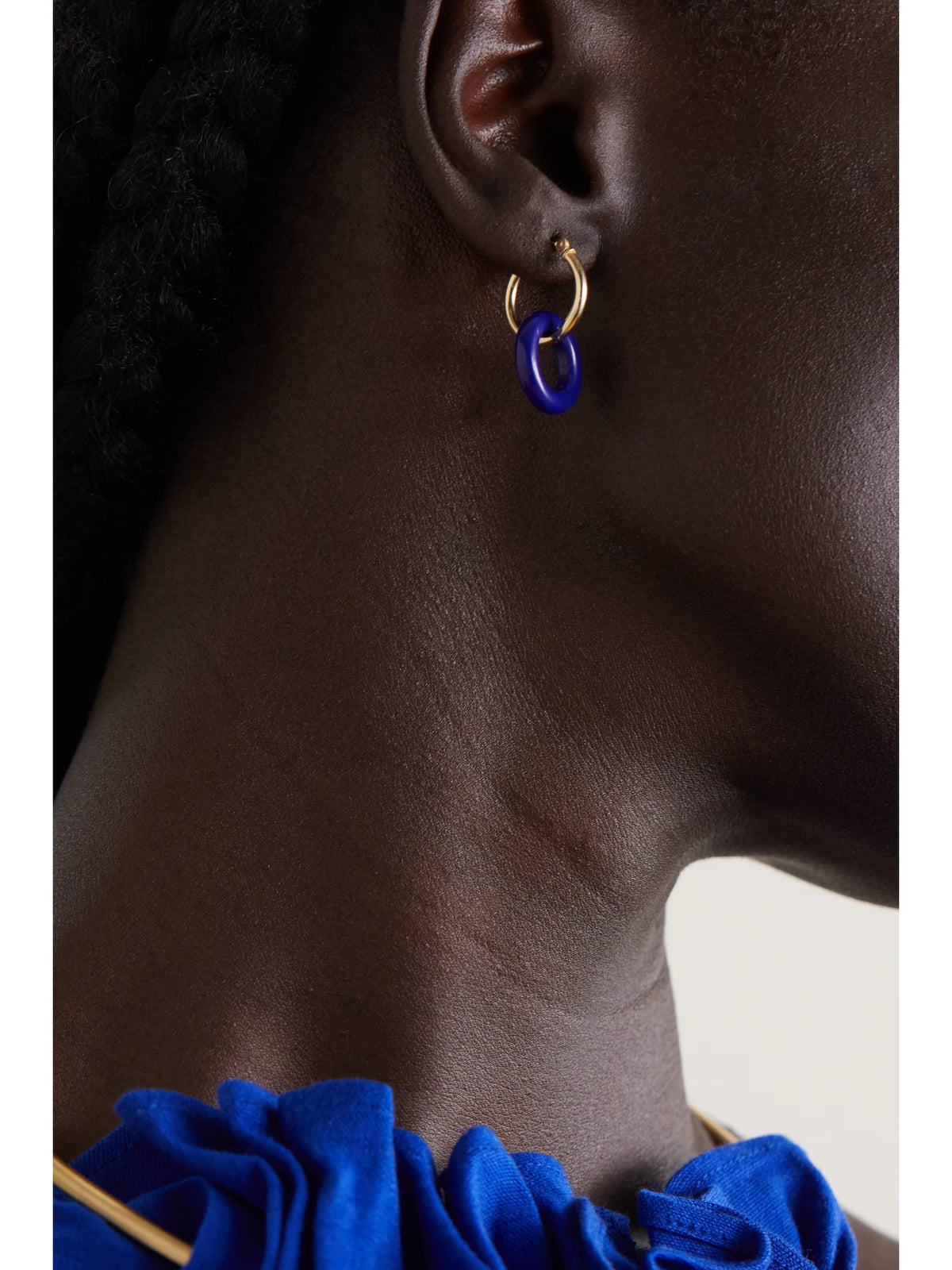 Image of Earrings. Product name - Donut 14-karat Gold Lapis Lazuli Hoop Earrings in Multi colour by brand - Mateo