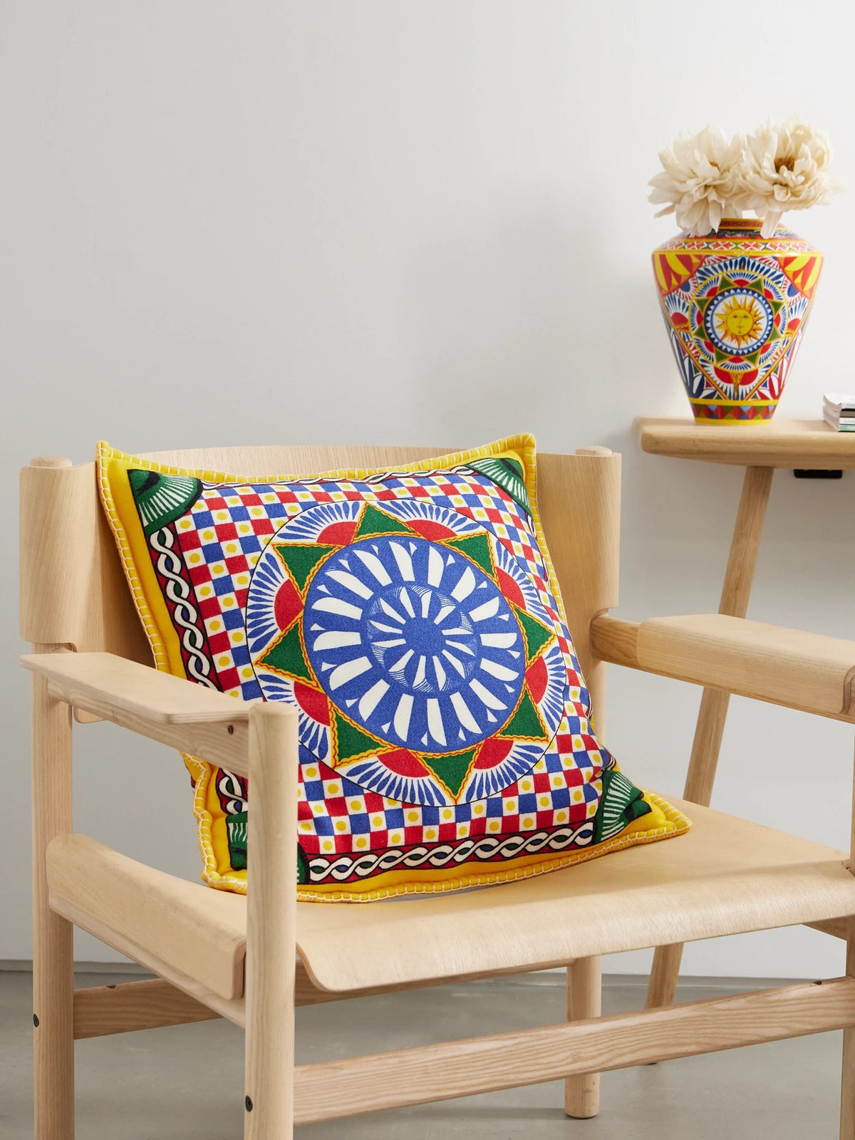 Image of Chair & Sofa Cushions. Product name - Cashmere-jacquard Cushion in Blue colour by brand - Dolce & Gabbana