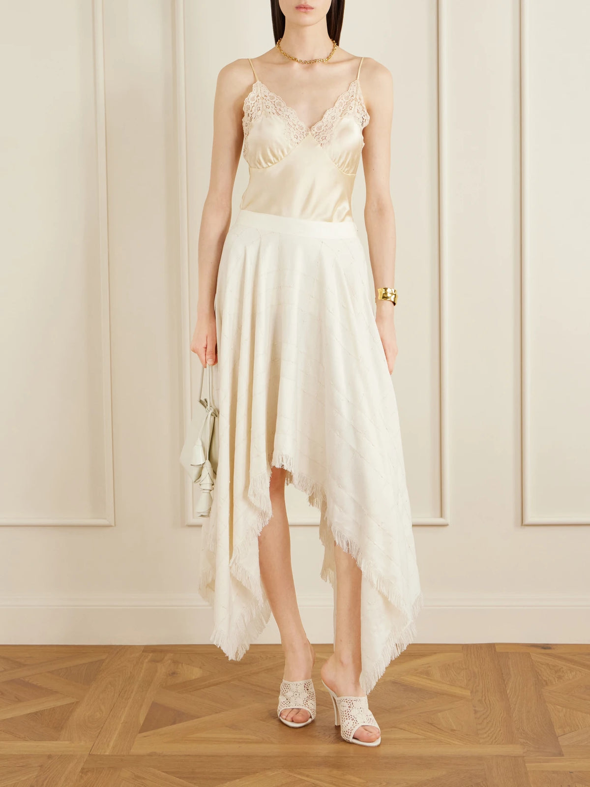 Image of Heels. Product name - Crocheted Sandals in Cream colour by brand - Magda Butrym