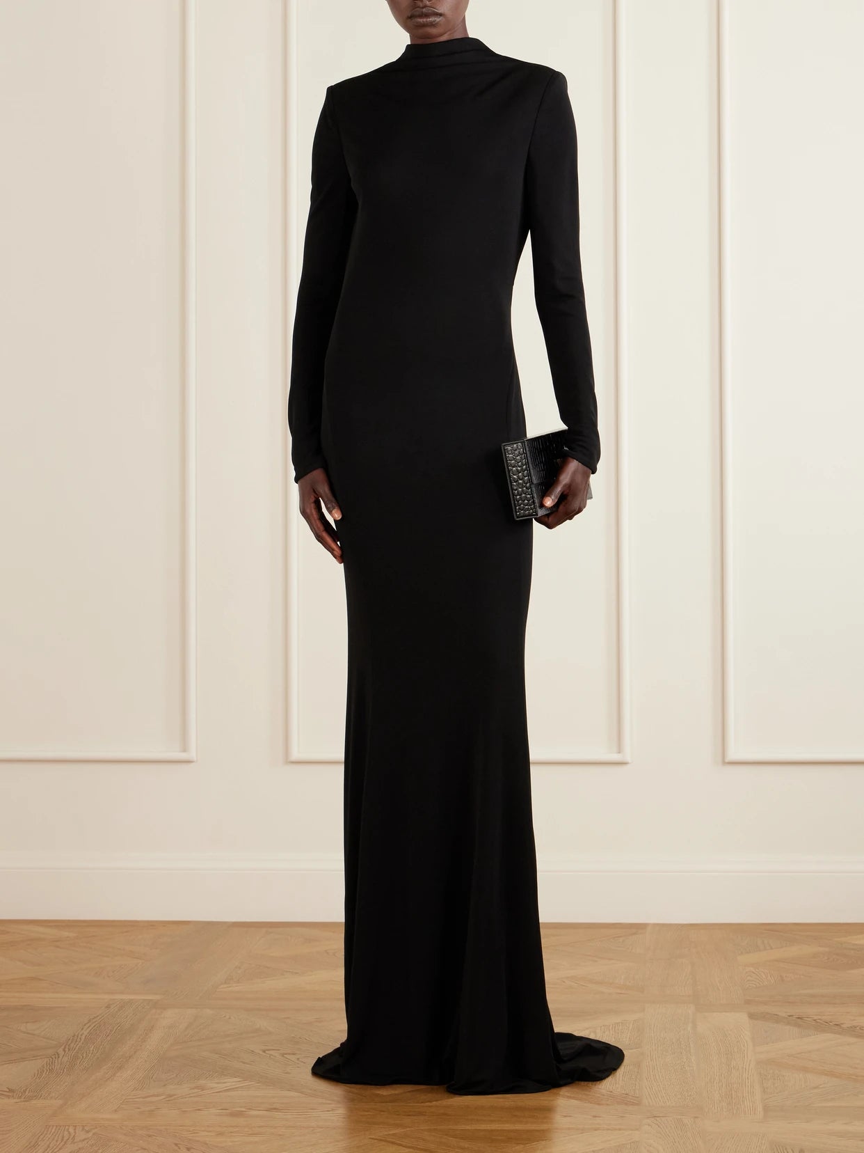 Image of Dresses. Product name - Twisted Jersey-crepe Gown in Black colour by brand - TOM FORD