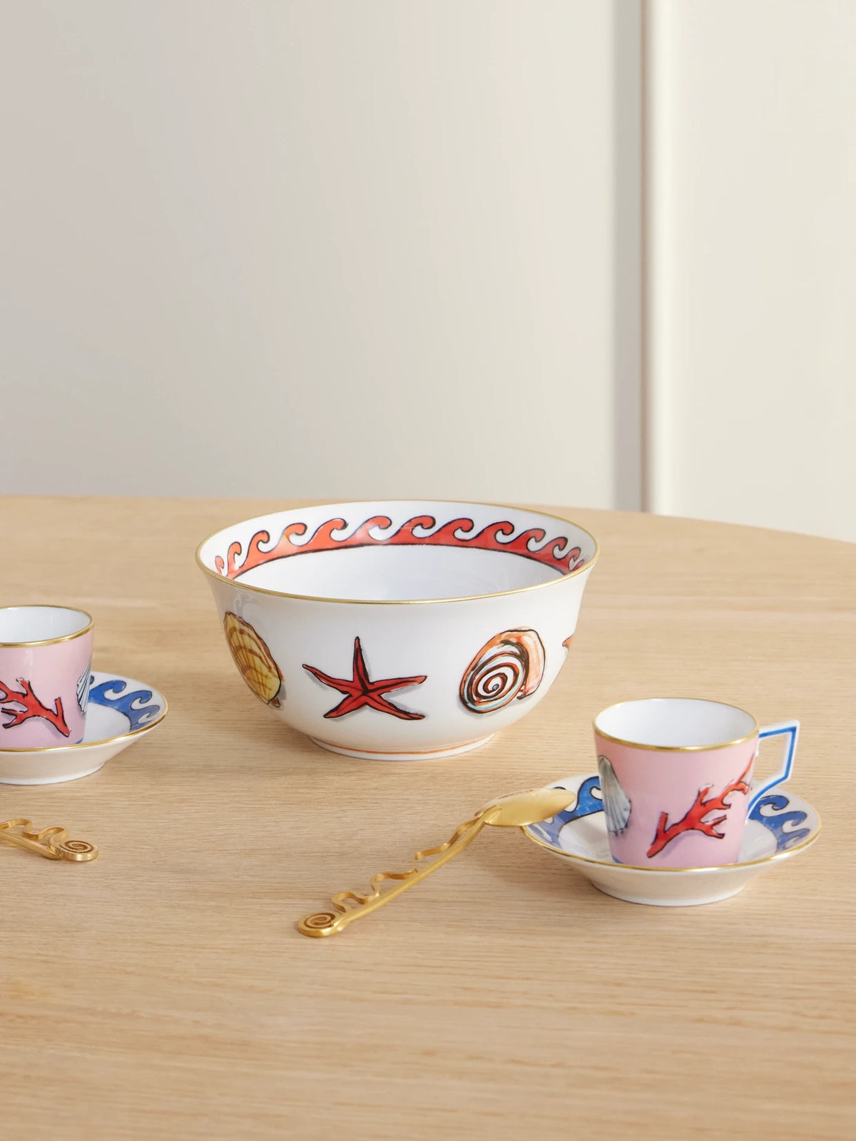 Image of Tableware. Product name - + Luke Edward Hall Il Viaggio Di Nettuno Porcelain Bowl in Red colour by brand - GINORI 1735