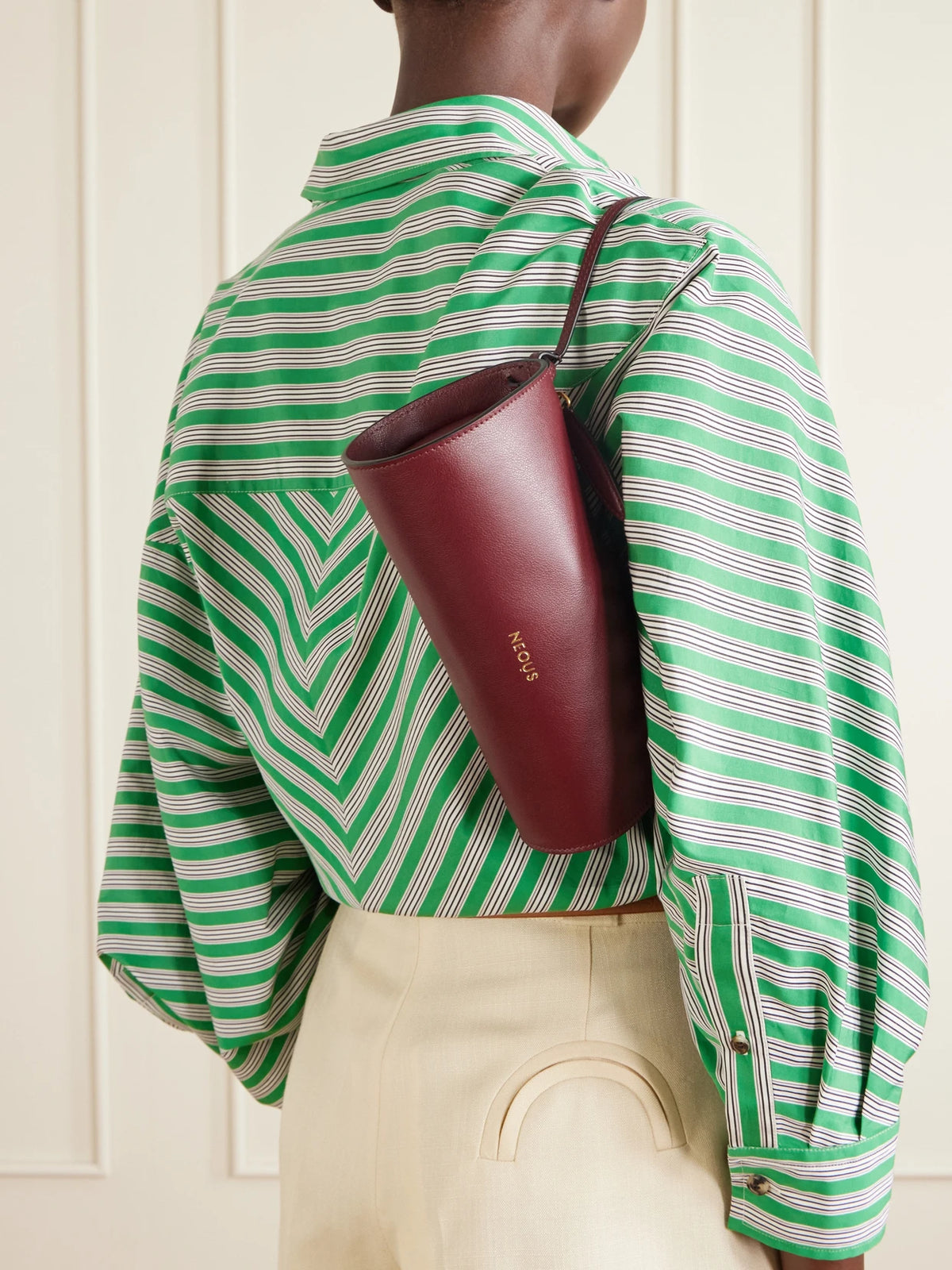 Image of Bags. Product name - Gemini Leather Shoulder Bag in Burgundy colour by brand - NEOUS