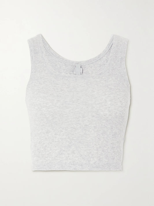 Image of Sleepwear & Loungewear. Product name - Ribbed Cotton-blend Jersey Tank - Light Heather Grey in Gray colour by brand - SKIMS