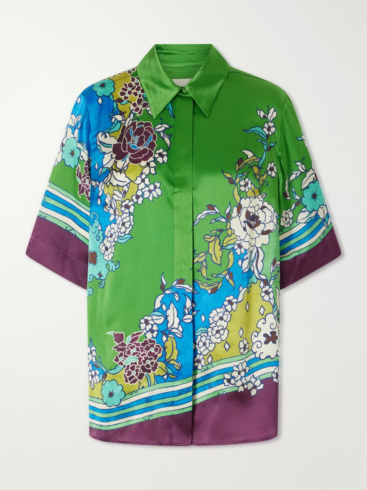 Nanci Printed Silk-satin Shirt