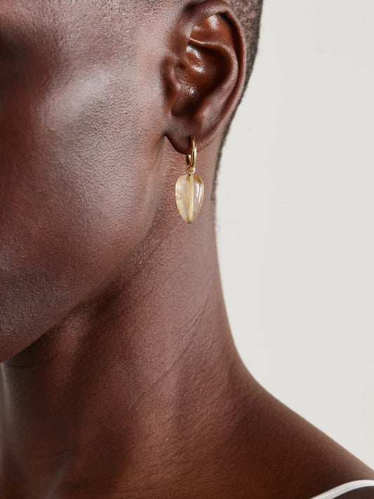 Image of Earrings. Product name - Pebble 14-karat Recycled Gold Quartz Hoop Earrings in Multi colour by brand - By Pariah