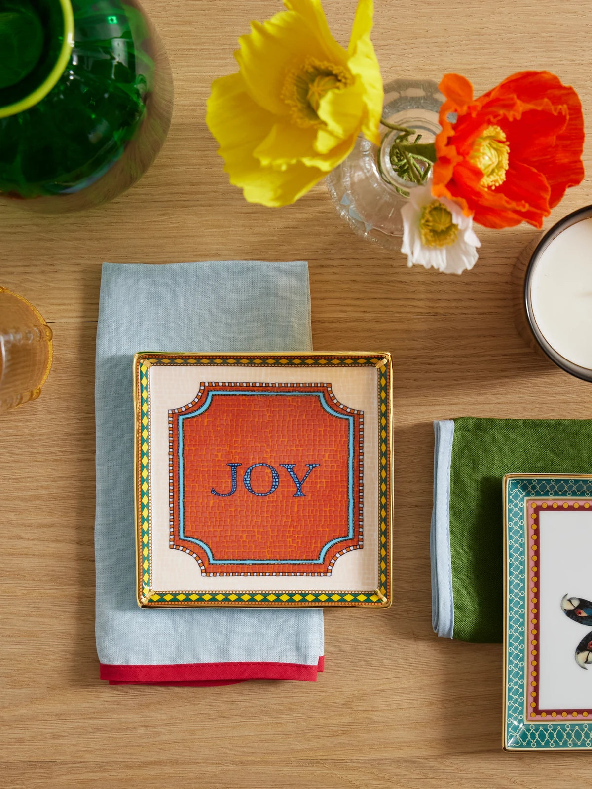 Image of Decor. Product name - Mini Gold-plated Porcelain Tray in Orange colour by brand - La DoubleJ