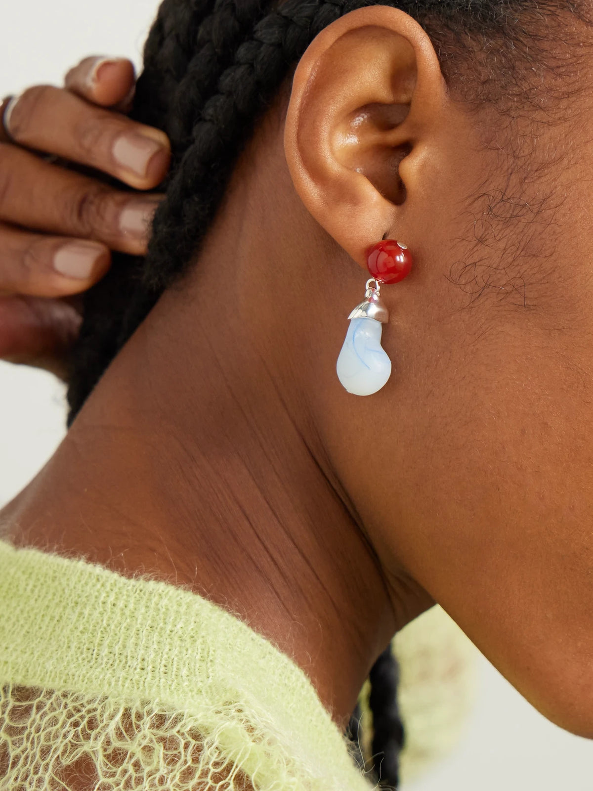 Image of Earrings. Product name - Recycled Silver, Resin And Agate Earrings in Blue colour by brand - Completedworks