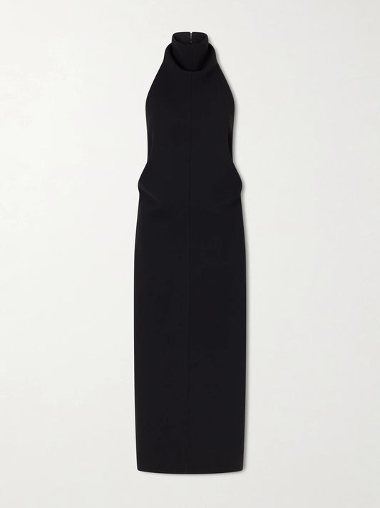 Image of Dresses. Product name - Roxanne Crepe Midi Dress in Black colour by brand - KHAITE