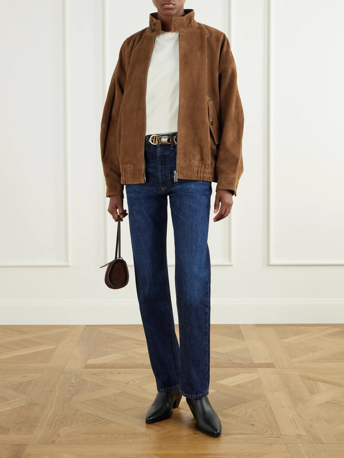 Image of Coats & Jackets. Product name - Blair Suede Jacket in Brown colour by brand - AGOLDE