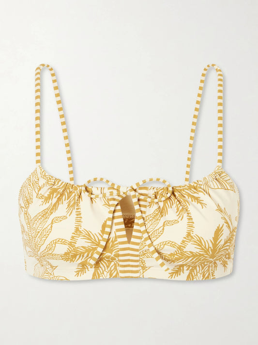 Image of Swimwear. Product name - Reve Printed Bikini Top in Yellow colour by brand - Eres