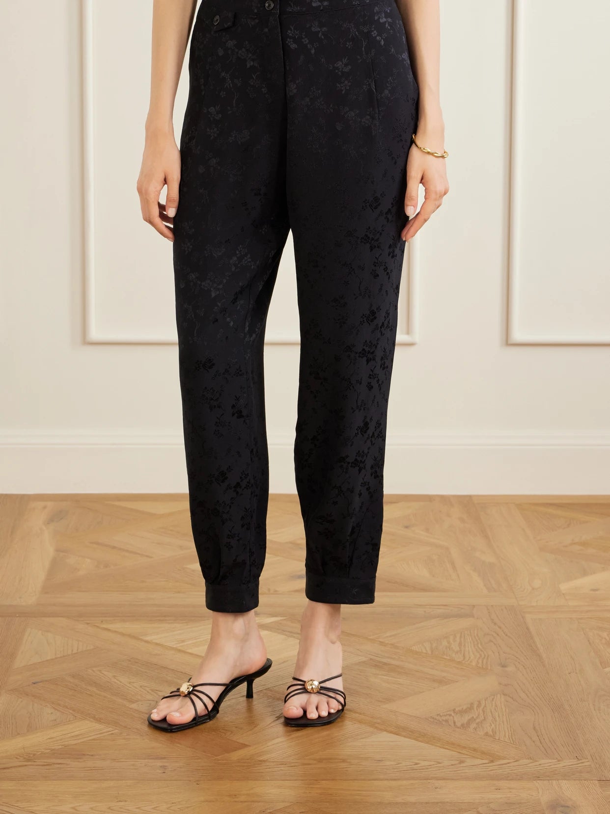Gaucha Floral-jacquard Silk Tapered Pants