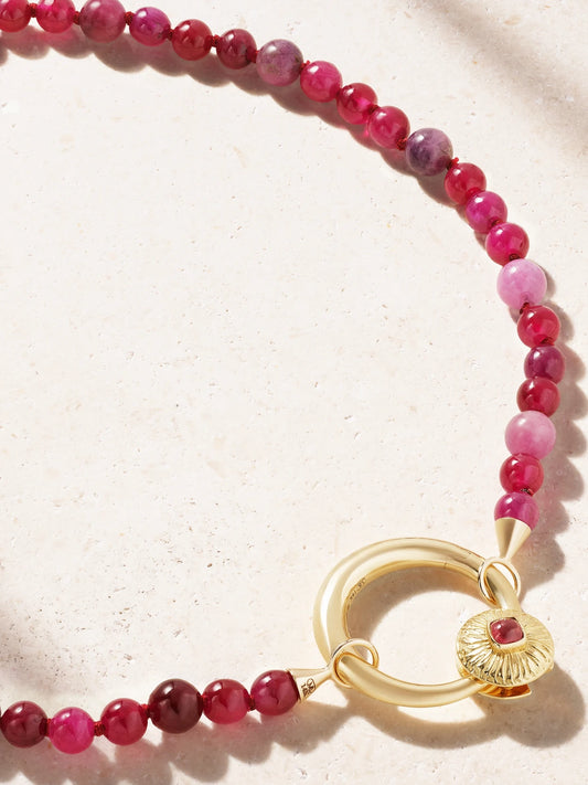 Flower Musgrave Lock 14-karat Gold, Ruby And Spinel Necklace
