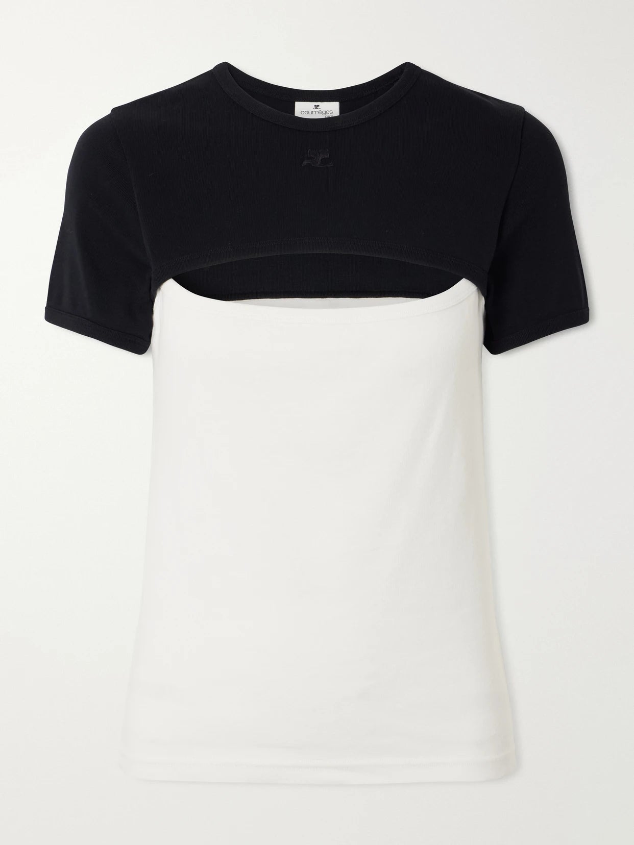 Slash Contrast Logo-embroidered Cut-out Cotton T-shirt