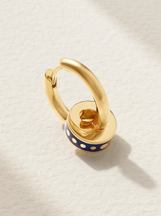 Karma Heart Beat Small 18-karat Gold And Ceramic Single Hoop Earring