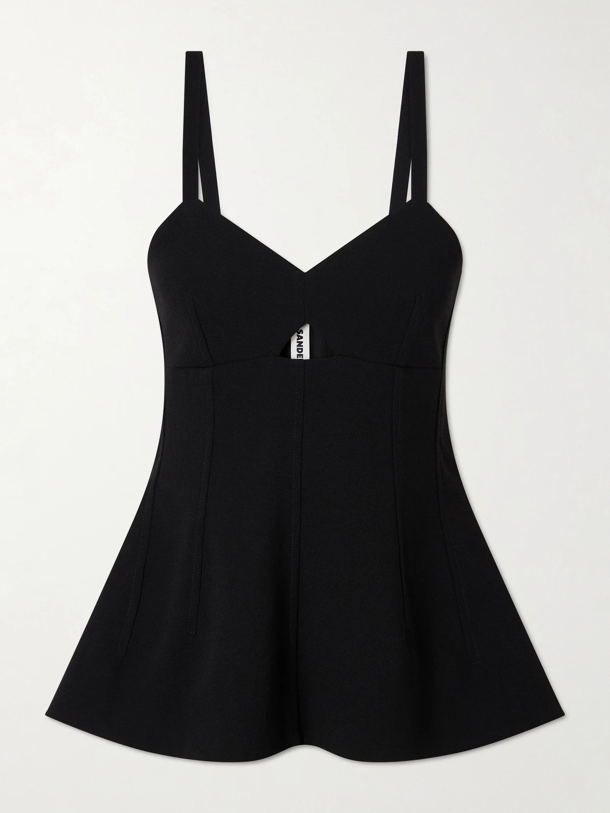 Image of a model wearing Tops. Product name - Wool Bustier Top in Black colour by brand - Jil Sander