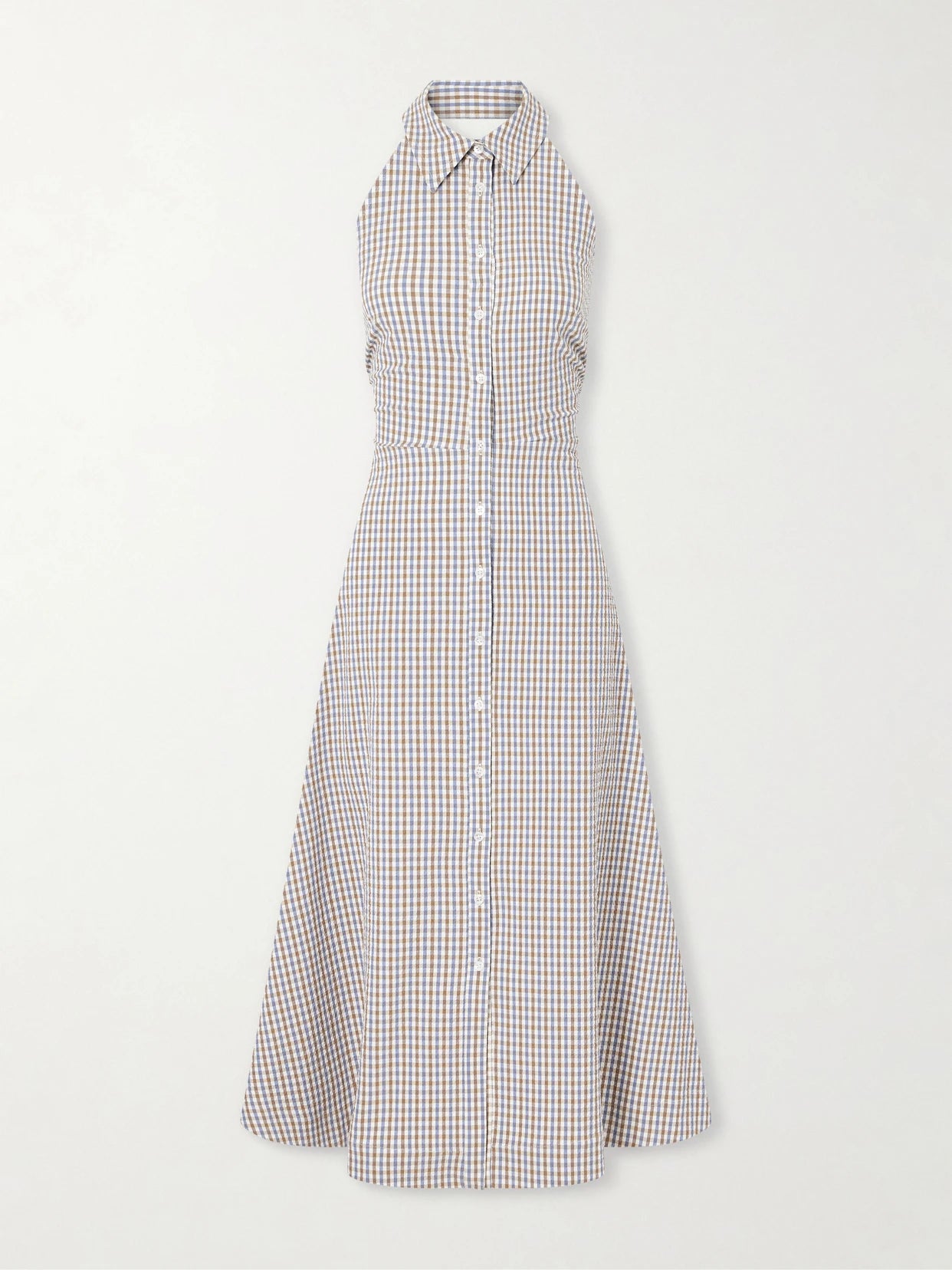 Mackey Checked Cotton-seersucker Midi Dress