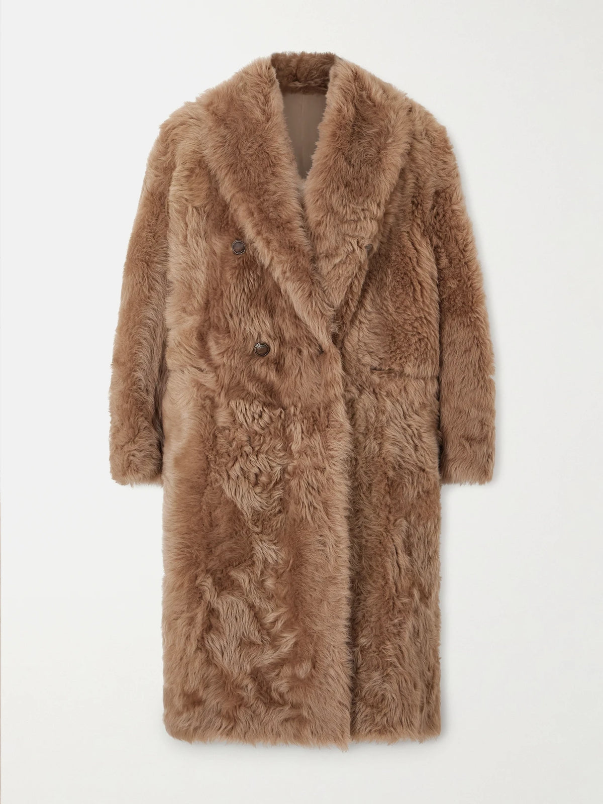 Brunello Cucinelli Oversized Shearling Double-breasted Coat