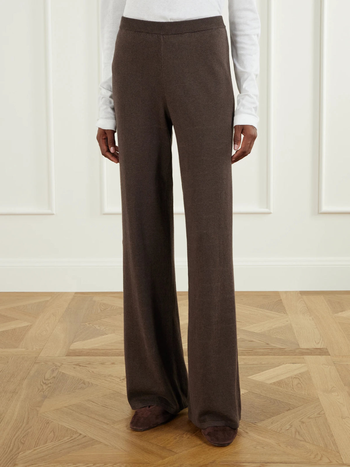 ÉTERNE Cotton And Cashmere-blend Wide-leg Pants