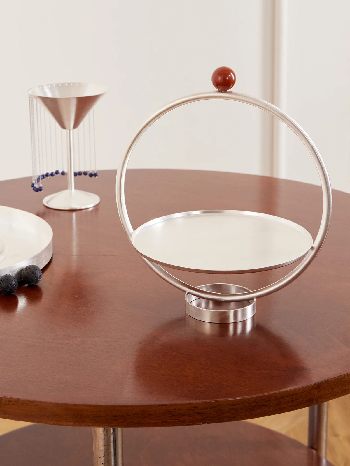Image of Tableware. Product name - Redonda Silver-plated And Stone Cake Stand in Multi colour by brand - Natalia Criado