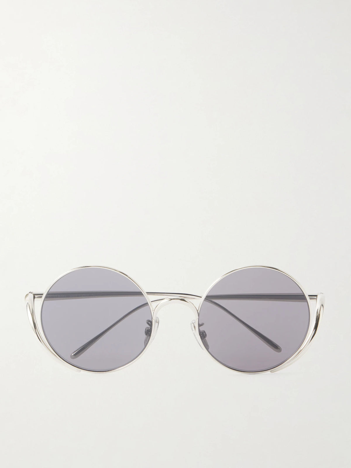 Round-frame Silver-tone Sunglasses