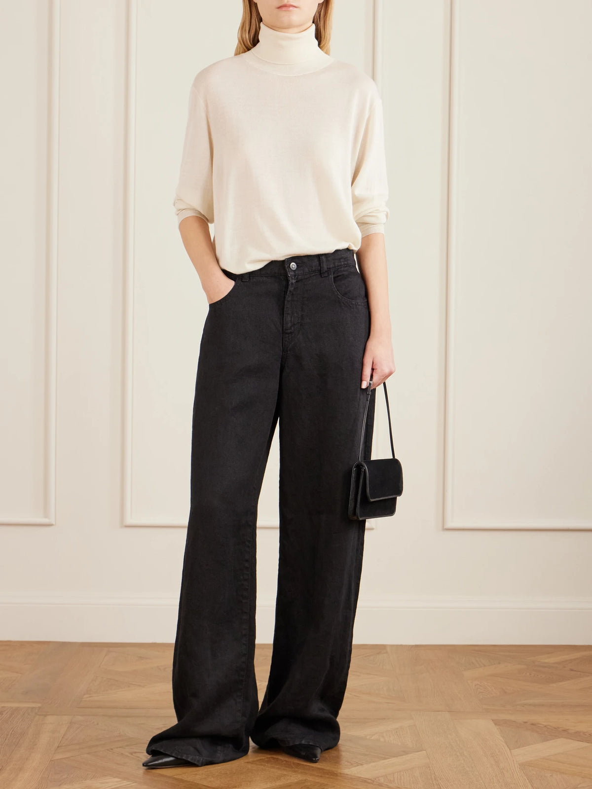 Nancy Leather-trimmed Suede Shoulder Bag