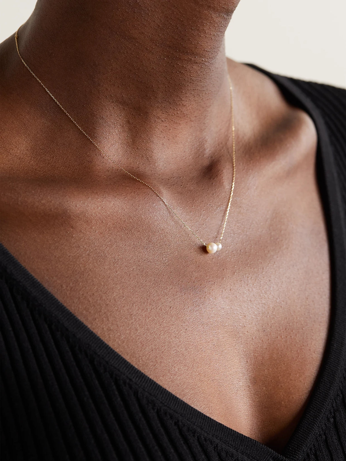 Image of Necklaces. Product name - Duo 14-karat Gold Pearl Necklace in Multi colour by brand - Mateo