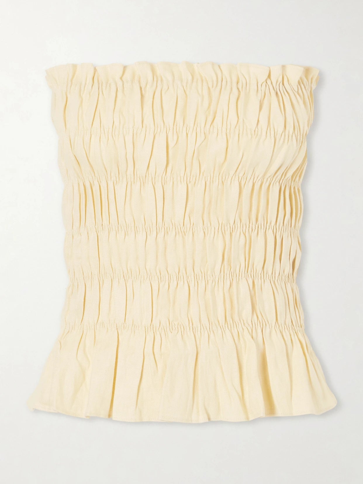 Tiera Strapless Shirred Linen Top