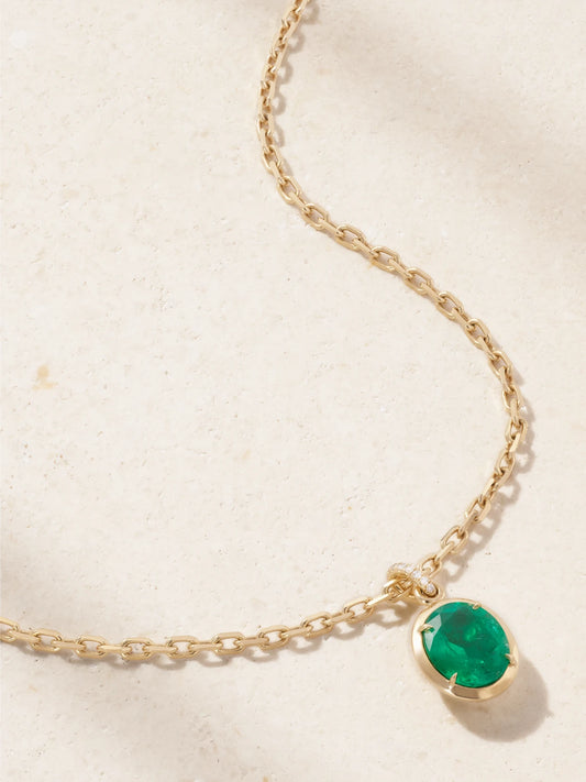 18-karat-gold, Emerald And Diamond Necklace