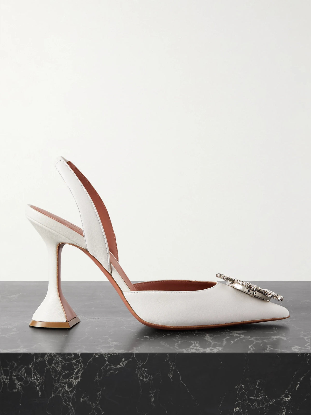 Begum Swarovski Crystal-embellished Leather Slingback Pumps