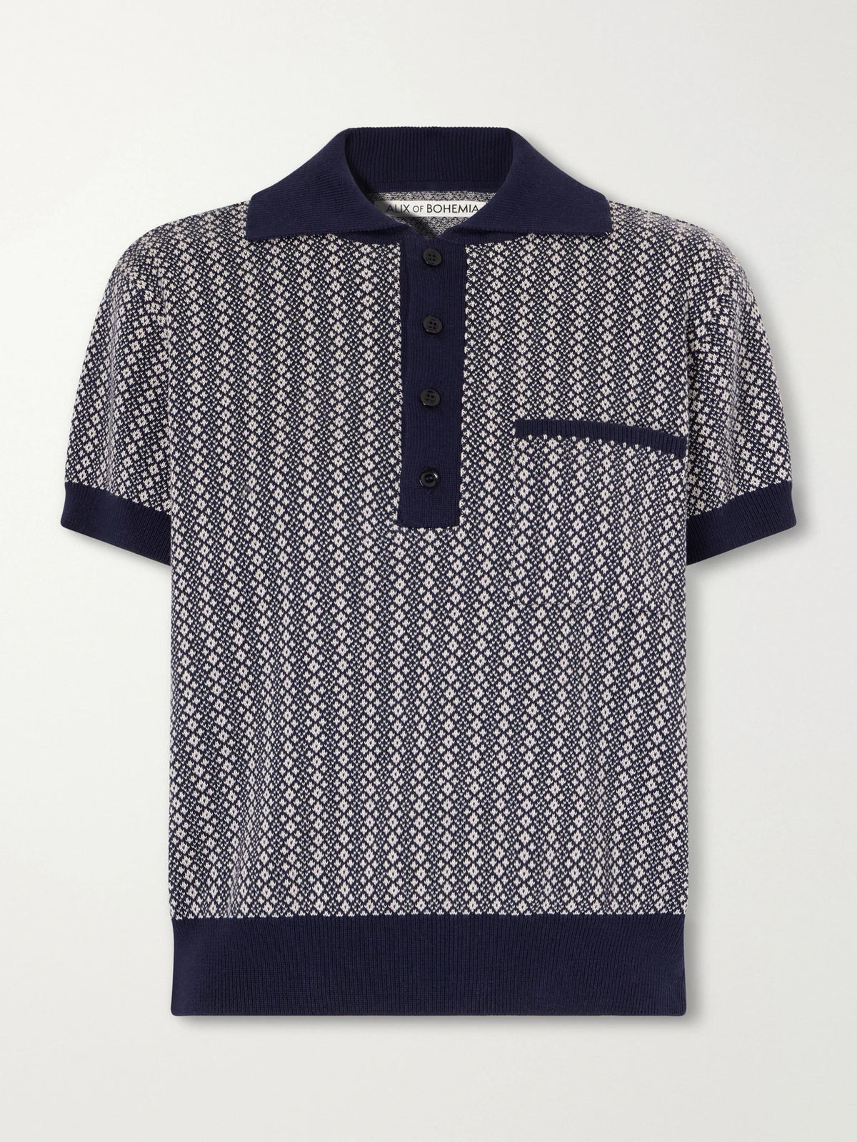 ALIX OF BOHEMIA Lessi Jacquard-knit Cotton Polo Shirt
