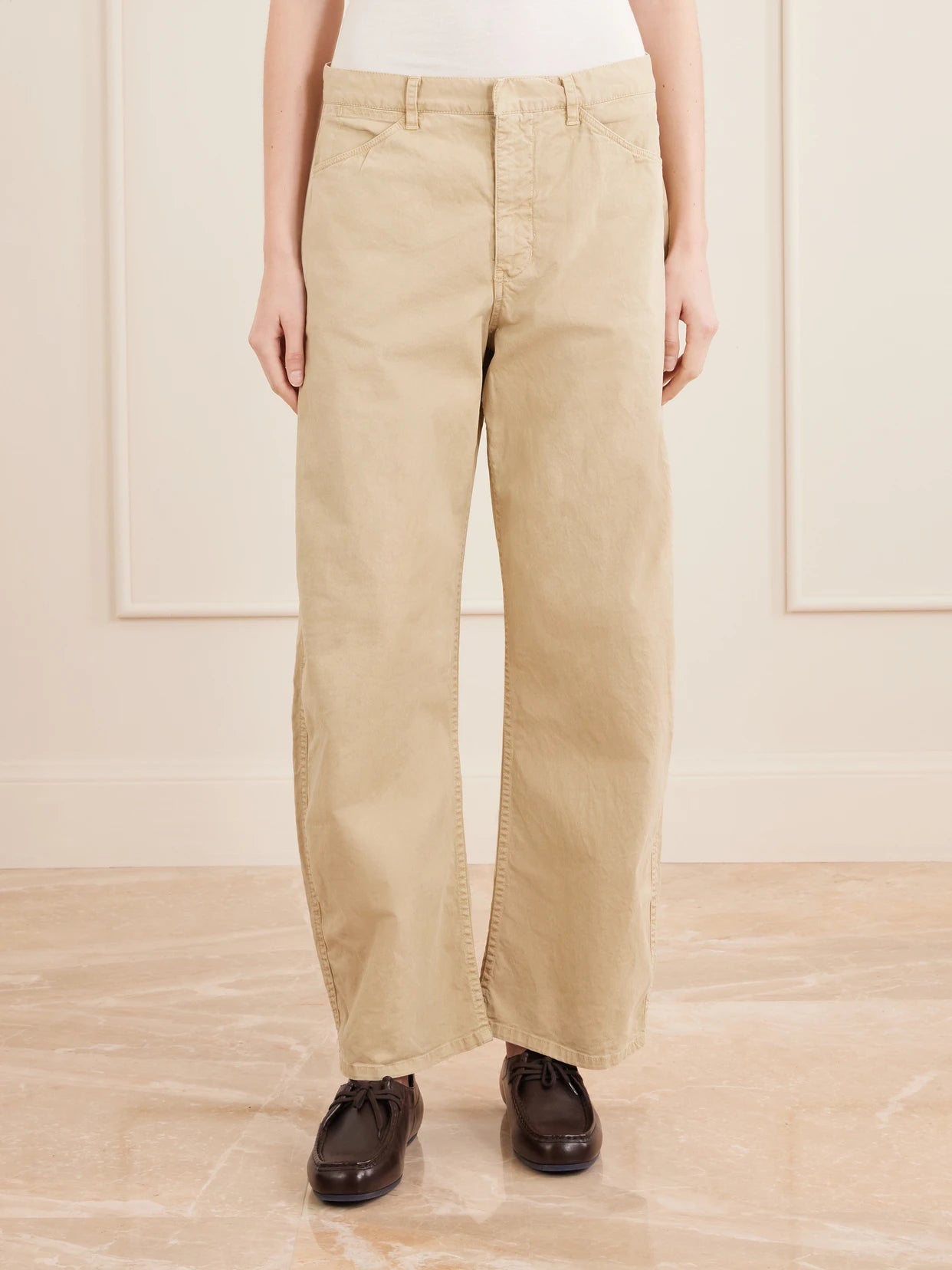 Tribeca Brushed Cotton-blend Twill Barrel-leg Pants