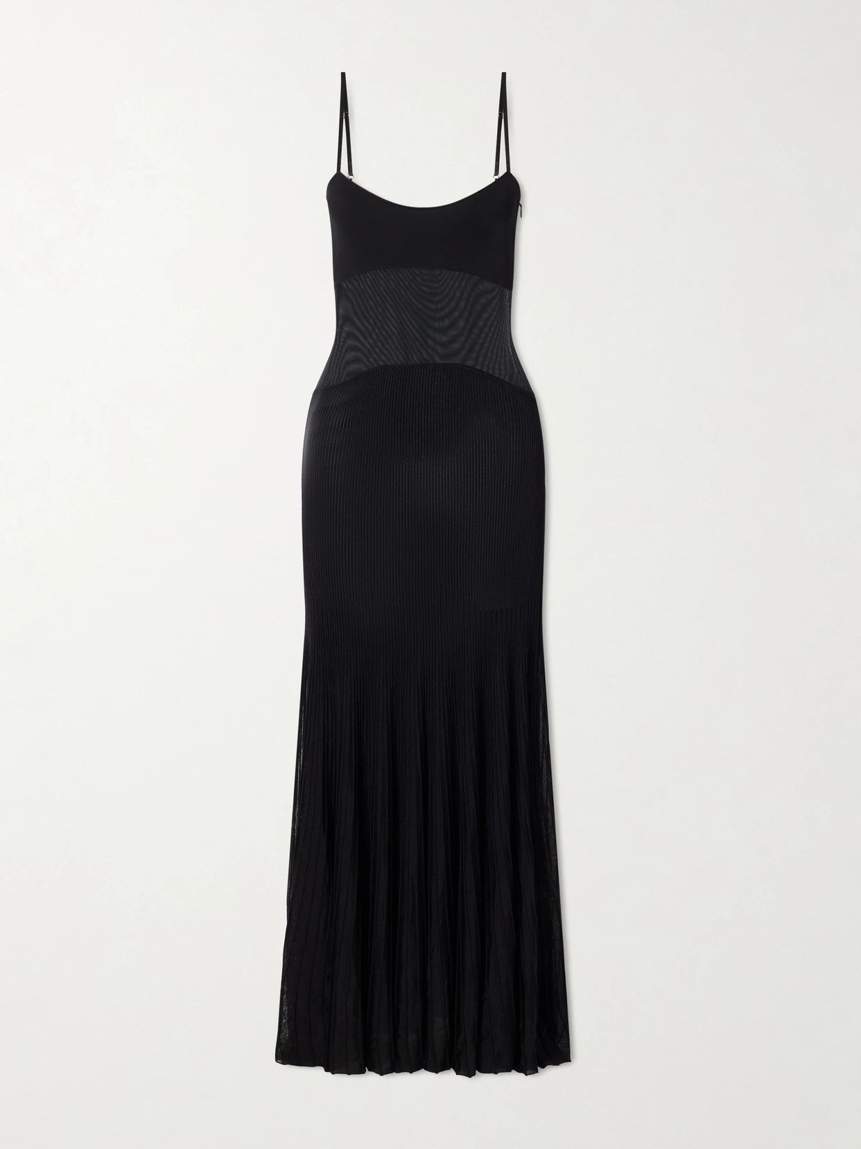 Belladonna Mesh-trimmed Ribbed-knit Gown