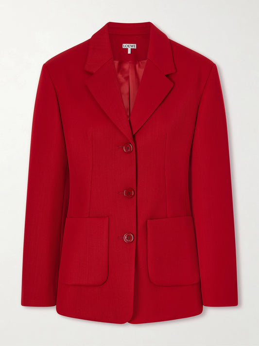 Image of Coats & Jackets. Product name - Wool-blend Blazer in Red colour by brand - LOEWE