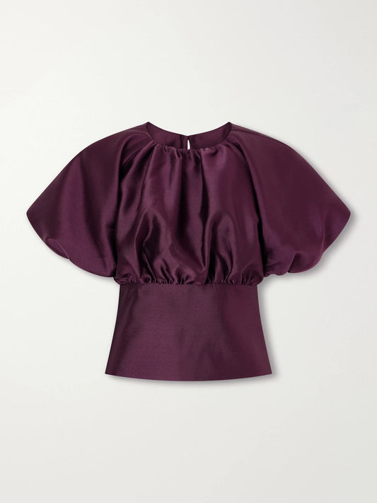 Self-Portrait Gathered Taffeta Top