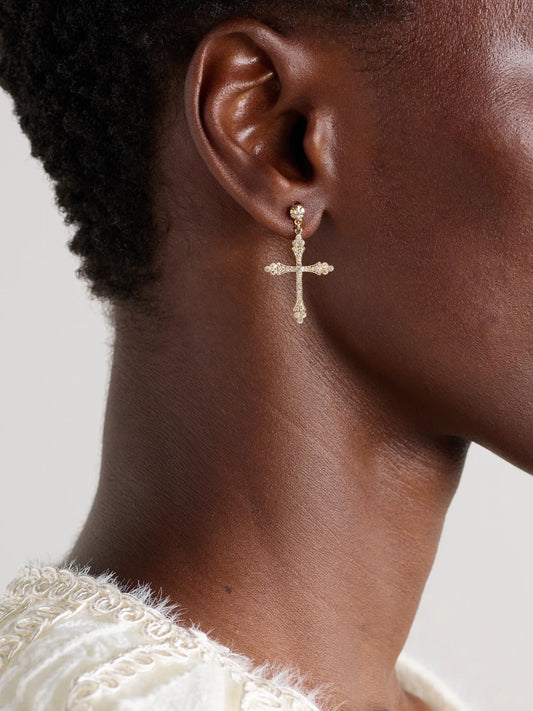 Image of Earrings. Product name - Sophia 14-karat Gold Diamond Single Earring in Multi colour by brand - Jacquie Aiche