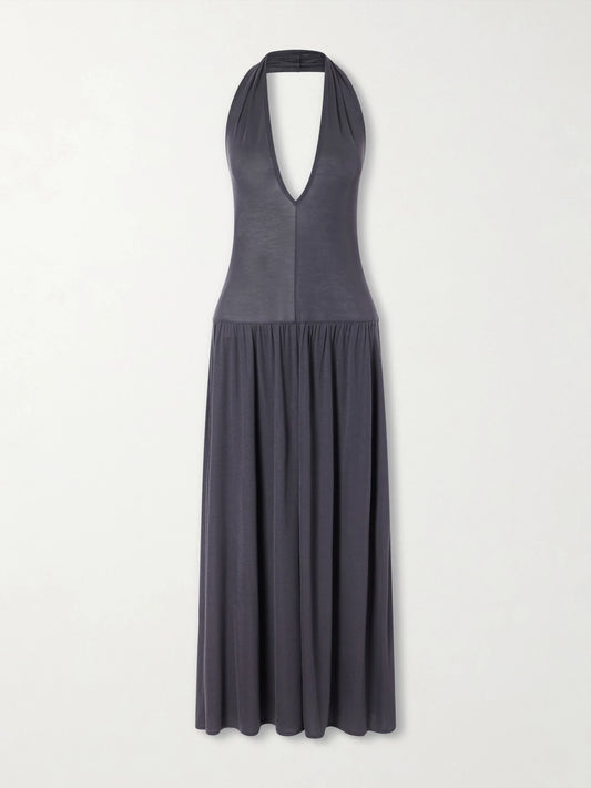 Tencel Lyocell Halterneck Midi Dress