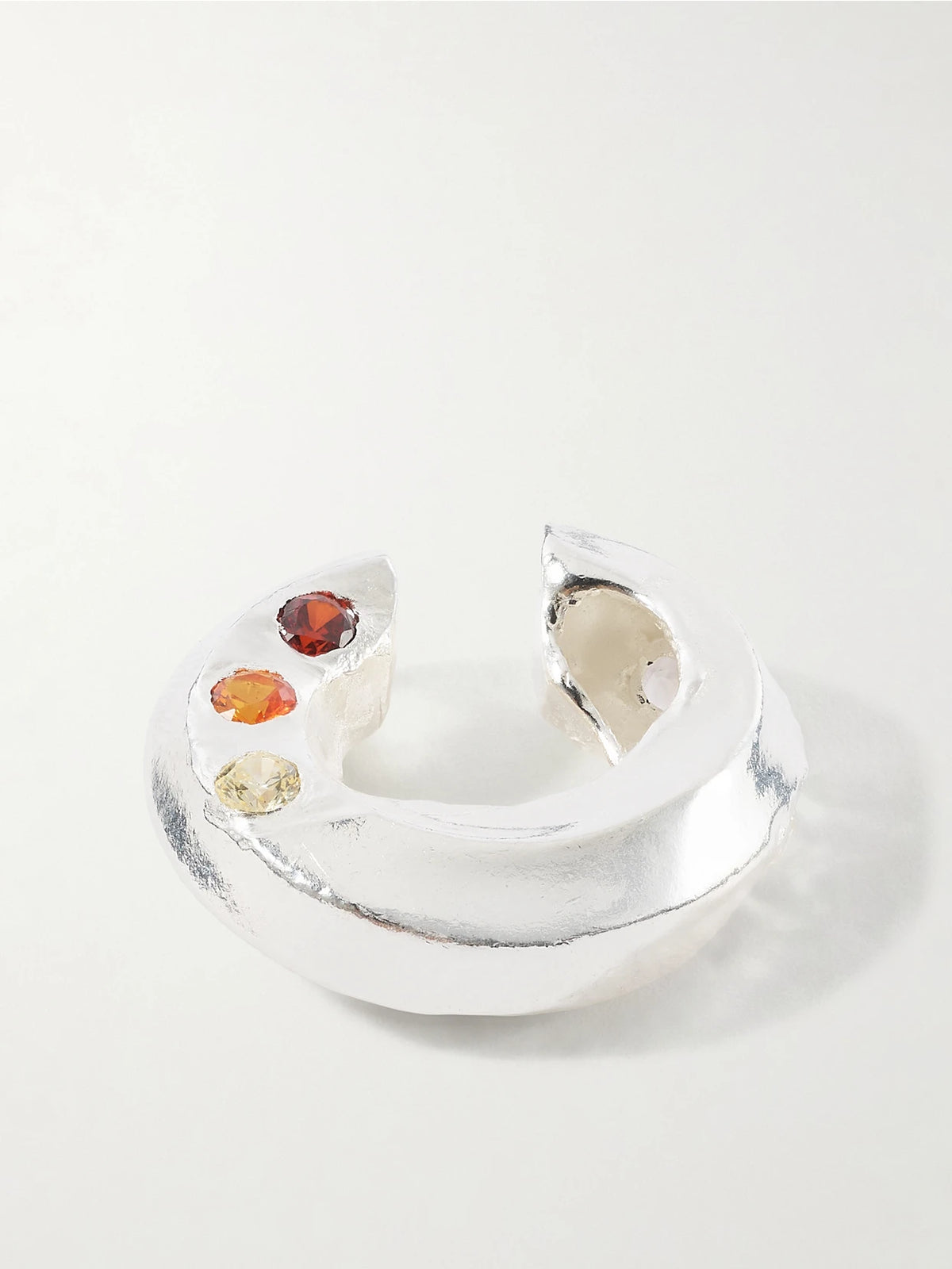 Sol Y Sombra Sterling Silver Cubic Zirconia, Sapphire Ear Cuff