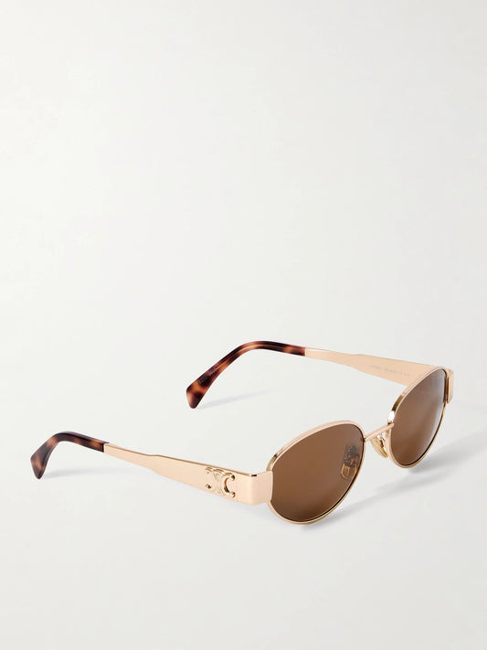 Oval-frame Rose Gold-tone And Tortoiseshell Acetate Sunglasses