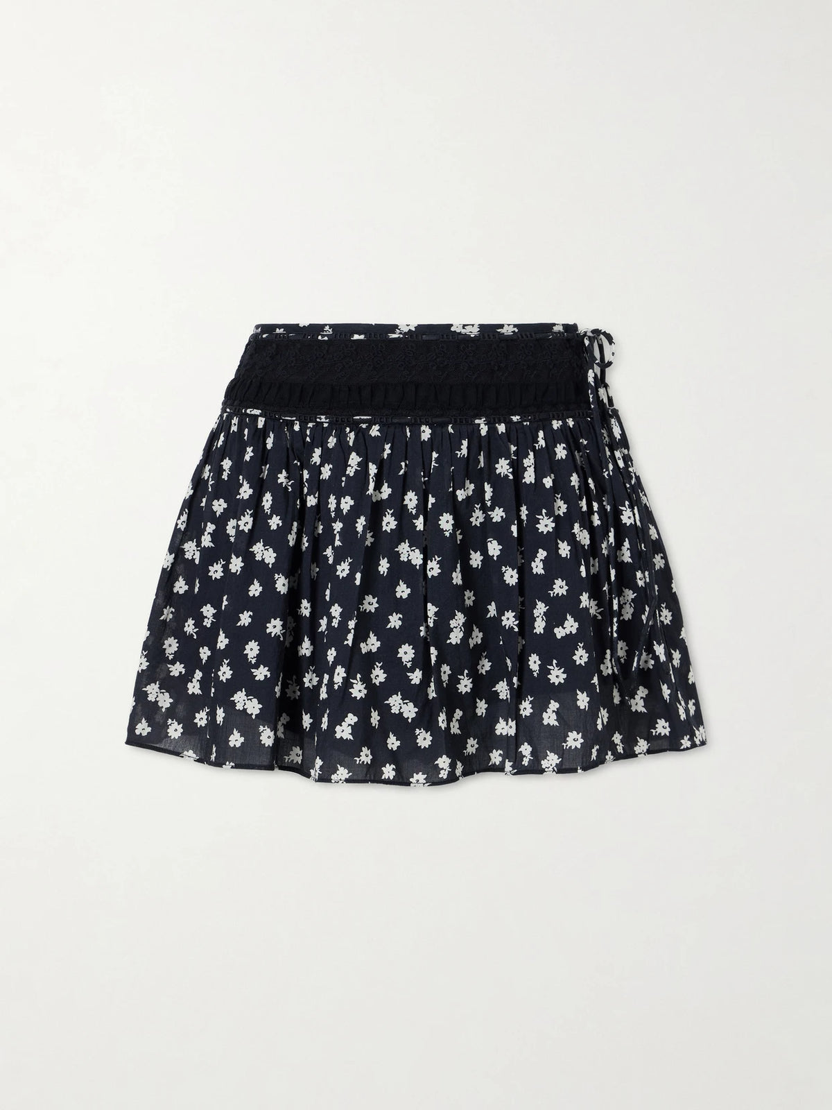 Posse Danielle Floral-print Lace-trimmed Cotton-voile Mini Skirt