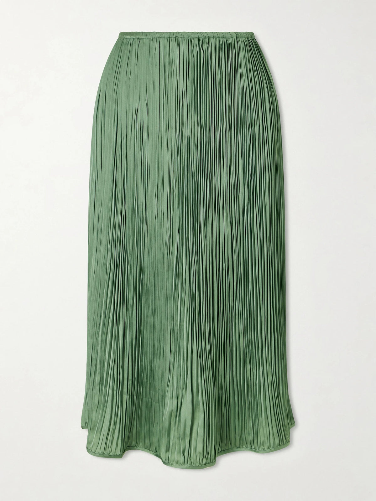 AFLALO Avelline Plissé-satin Midi Skirt