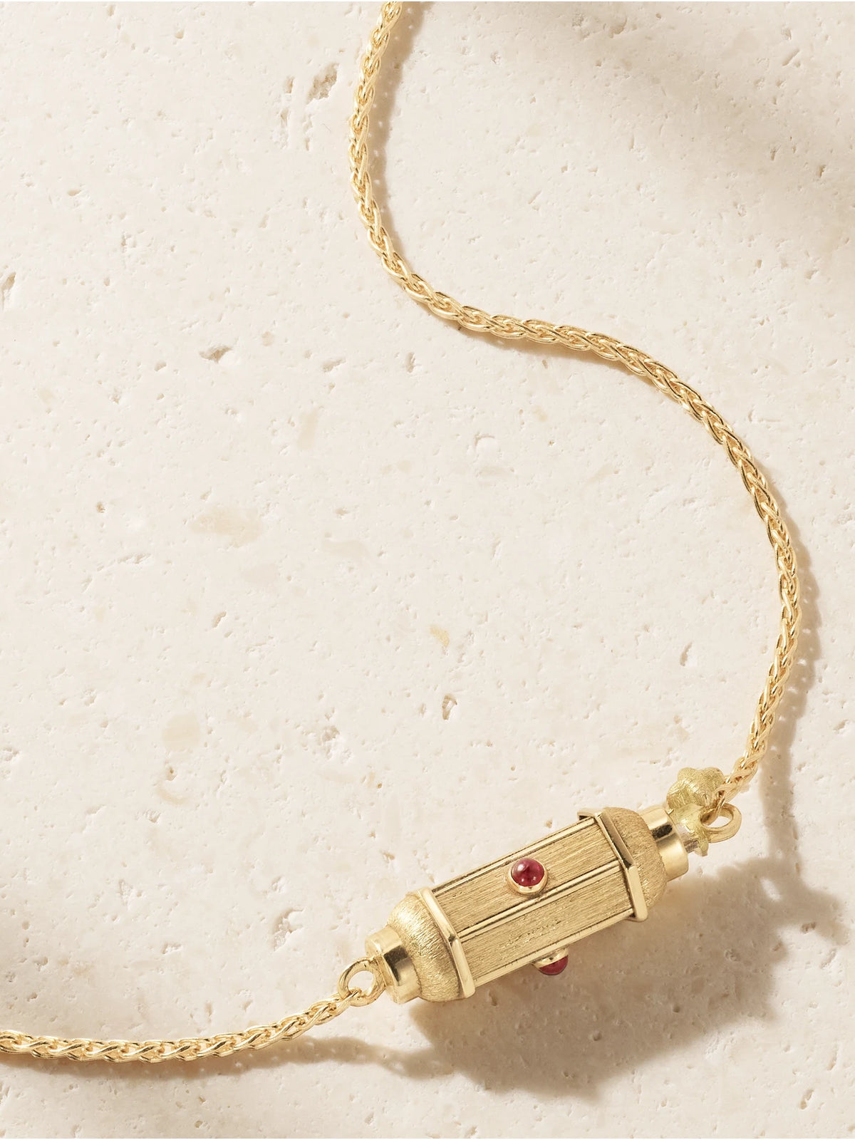 Micro Coco Locket 18-karat Gold Ruby Necklace