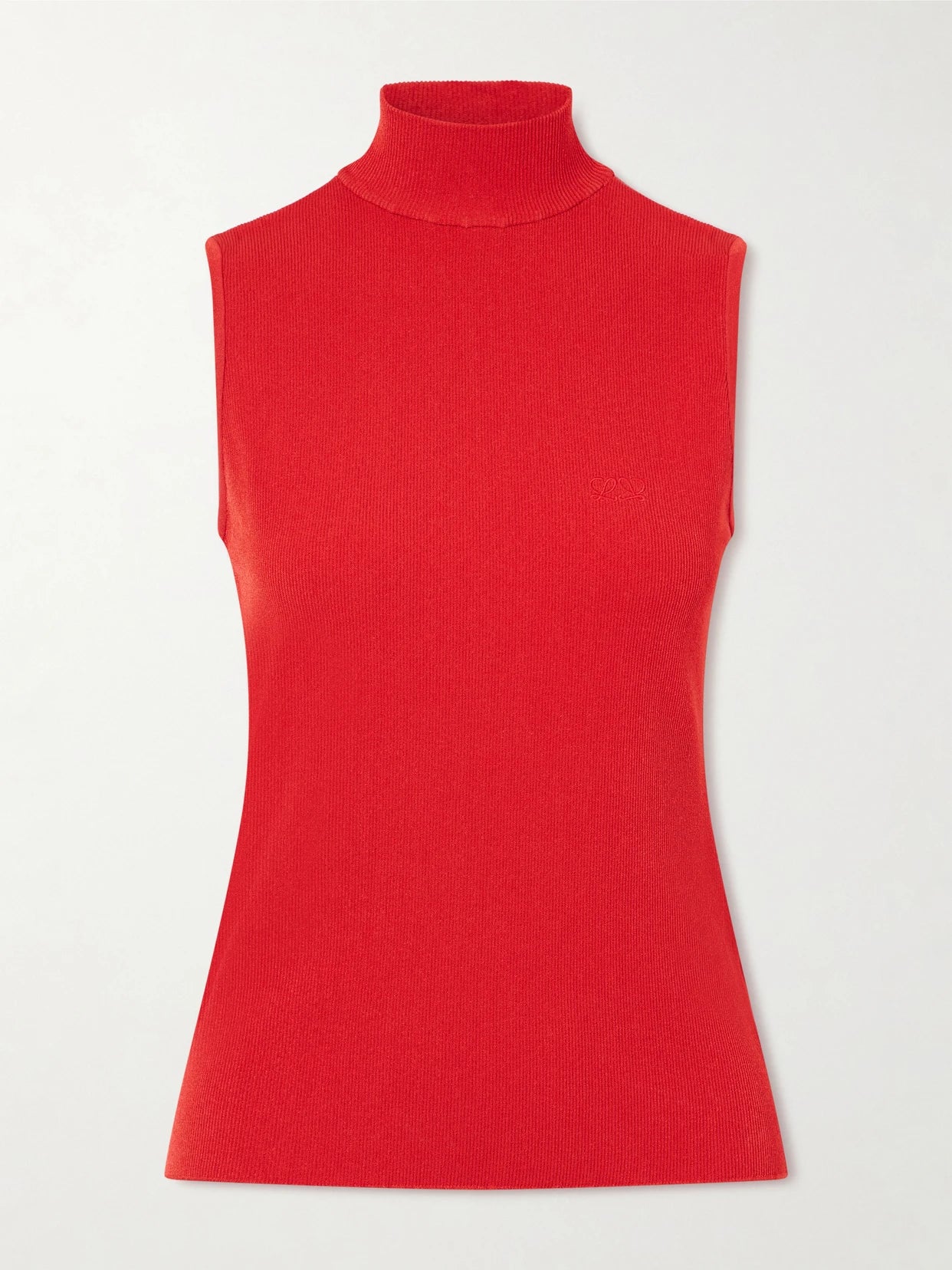 Logo-embroidered Ribbed-knit Turtleneck Top